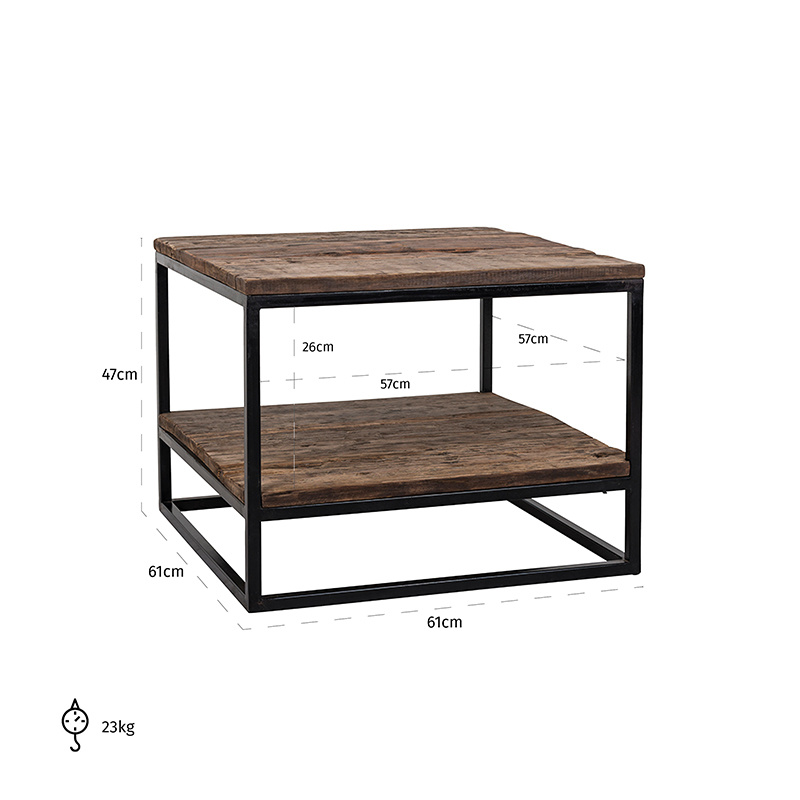 Hoektafel Raffles, gerecyceld hout