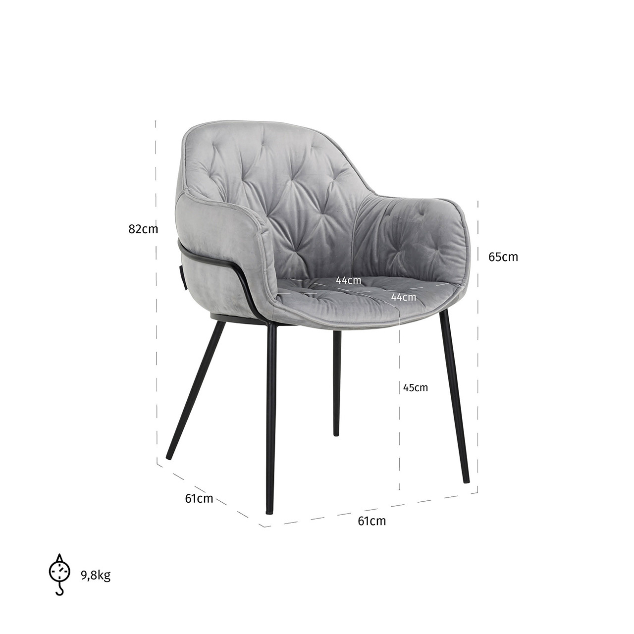 Stoel Nomi Steel Velvet (Quartz Steel 806)
