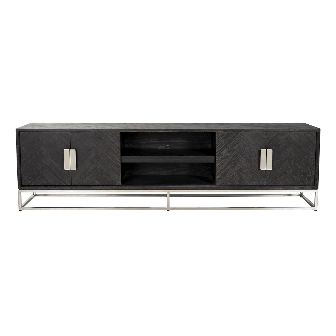 TV-dressoir 220 Blackbone silver 4-deuren (Zilver)