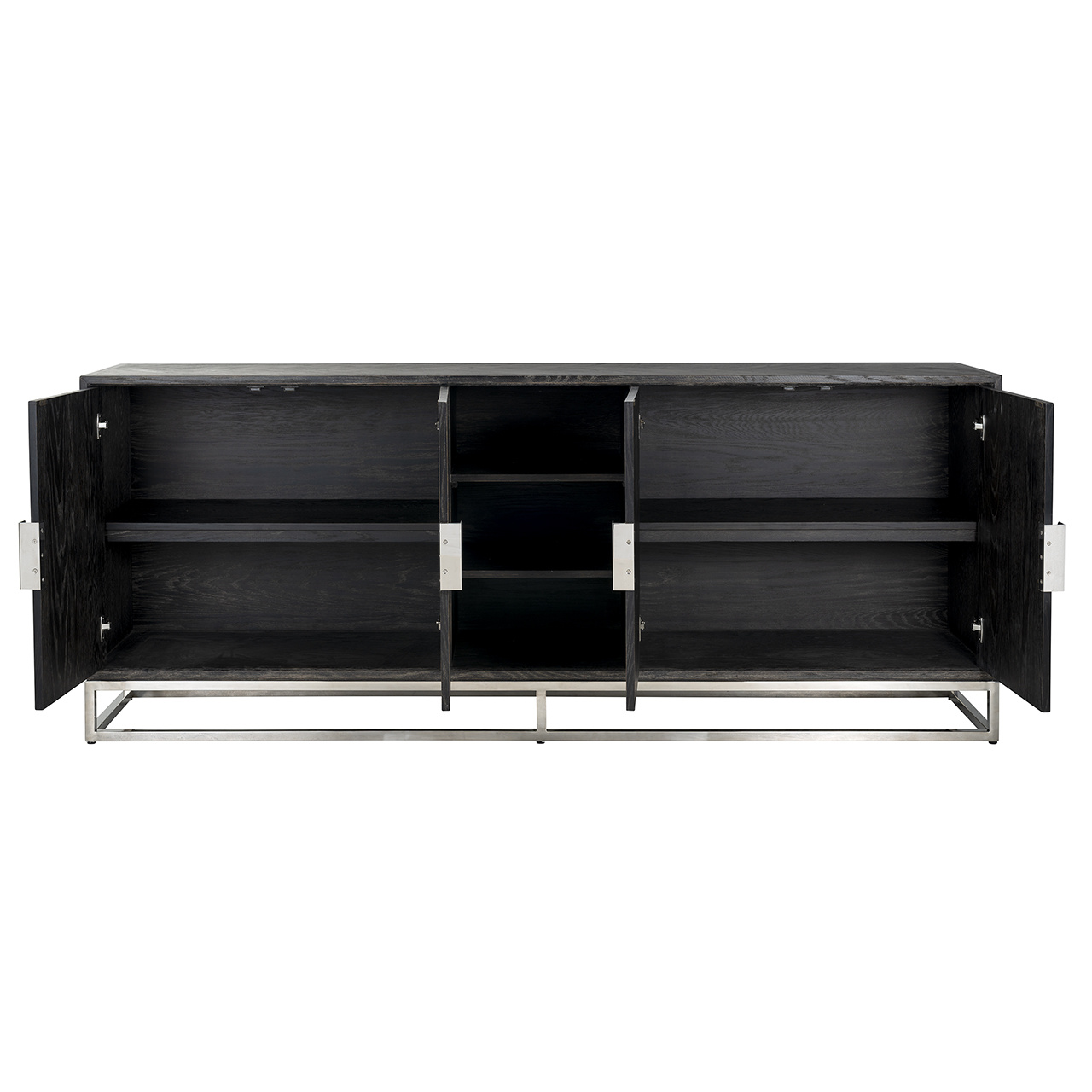 Dressoir Blackbone silver 4-deuren + open vak (Zilver)