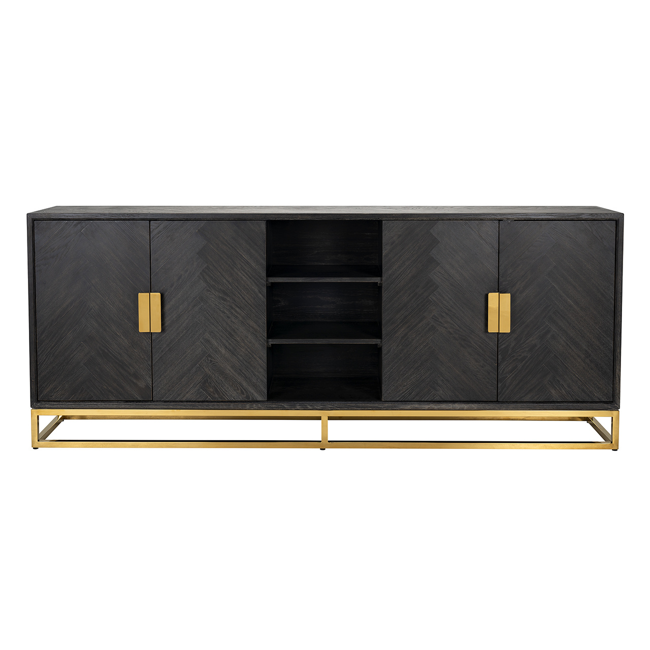 Dressoir Blackbone gold 4-deuren + open vak (Goud)