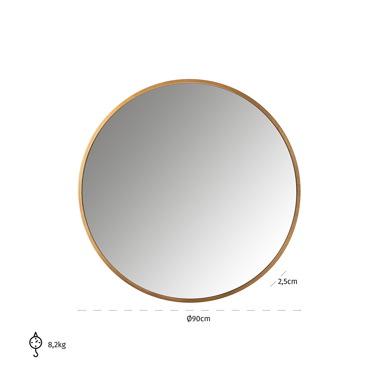 Spiegel Maesa goud 90Ø (Goud)