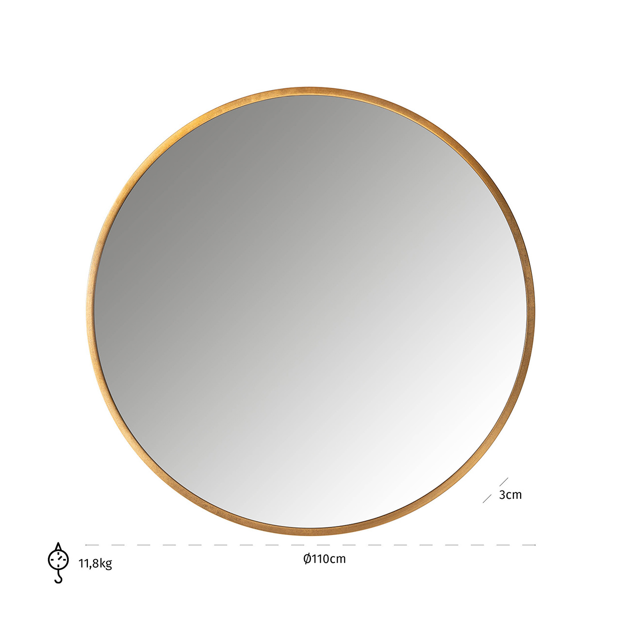 Spiegel Maevy goud 110Ø (Goud)