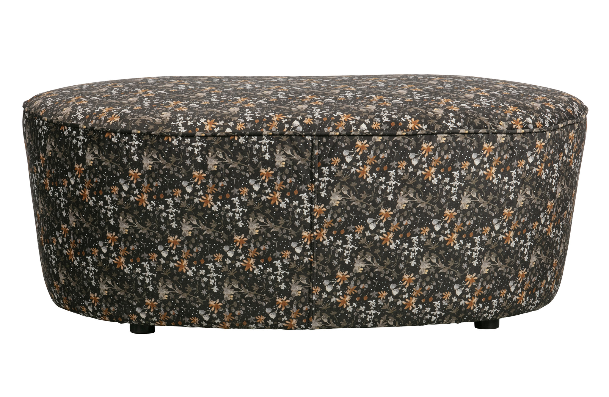 Macaroni Bankje 110cm Fluweel Aquarel Flower Zwart