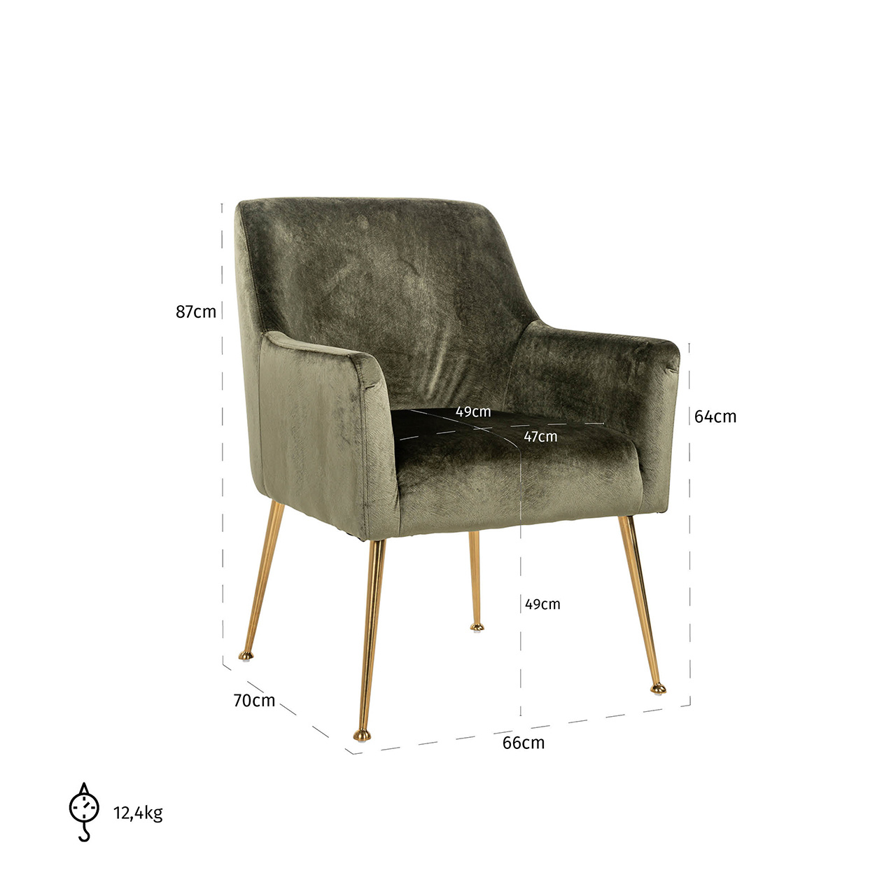 Stoel Harper Green Feather (Feather Velvet Green HD002)