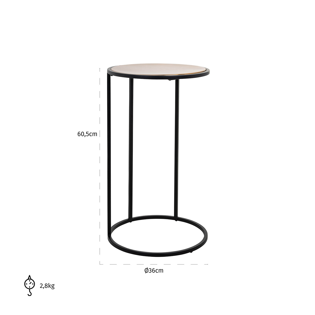 Sofa tafel Smith 36Ø (Zwart)