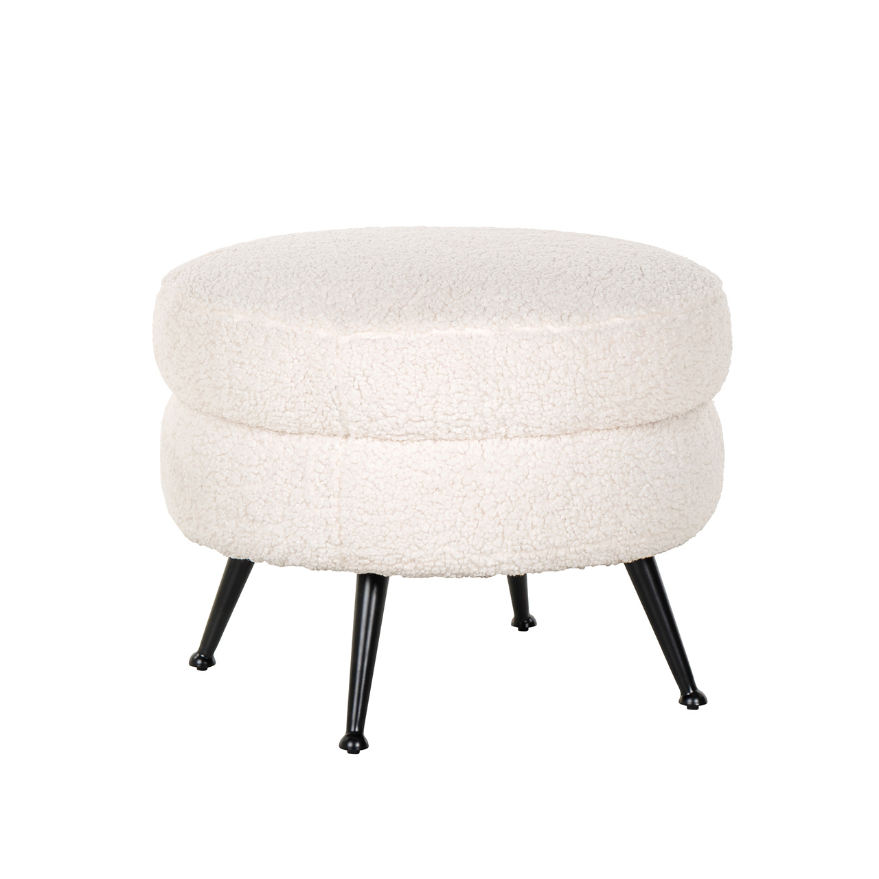 Poef Amelia White Faux Sheep / Black (Faux Sheep 313-2)