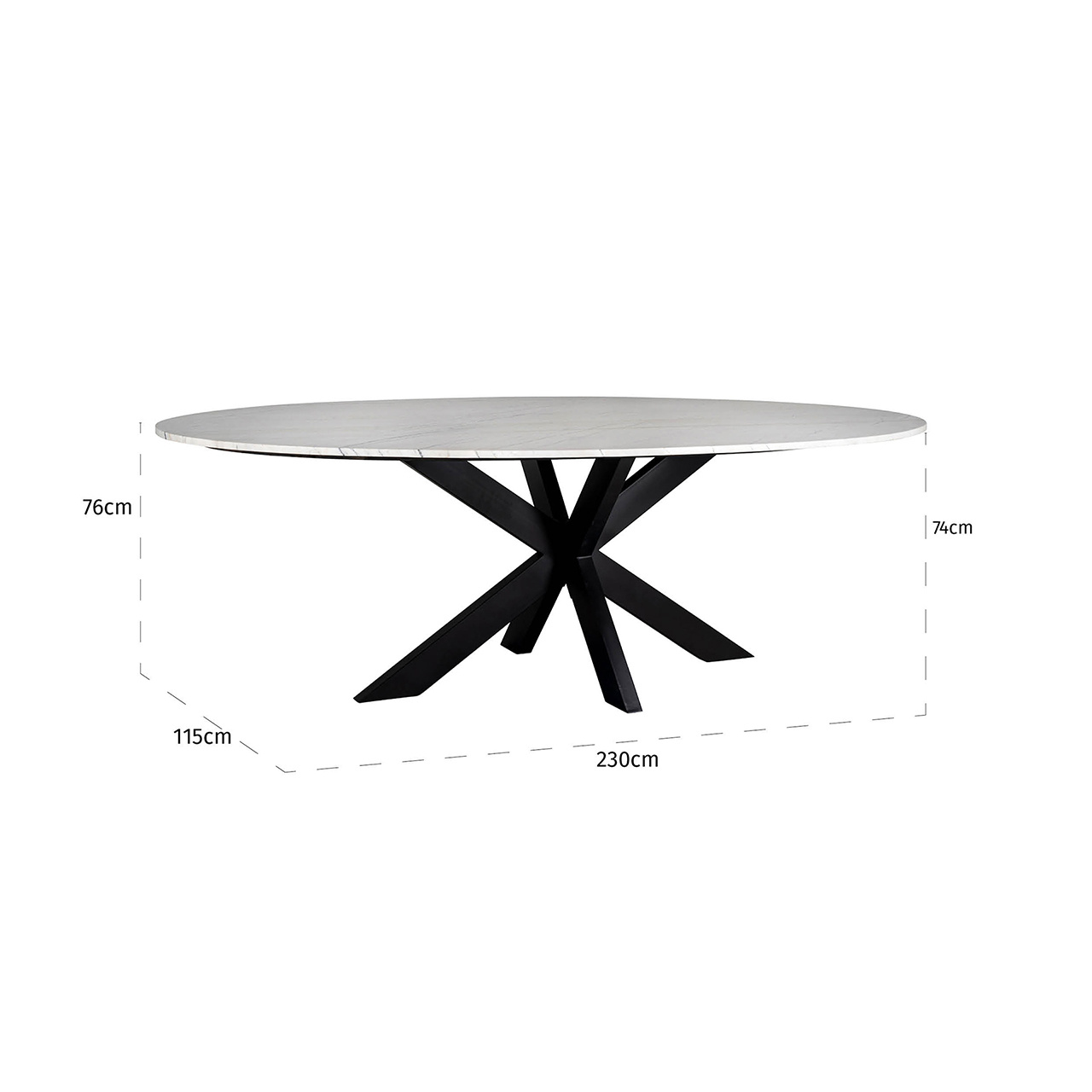 Eettafel Lexington ovaal white 230 (White)
