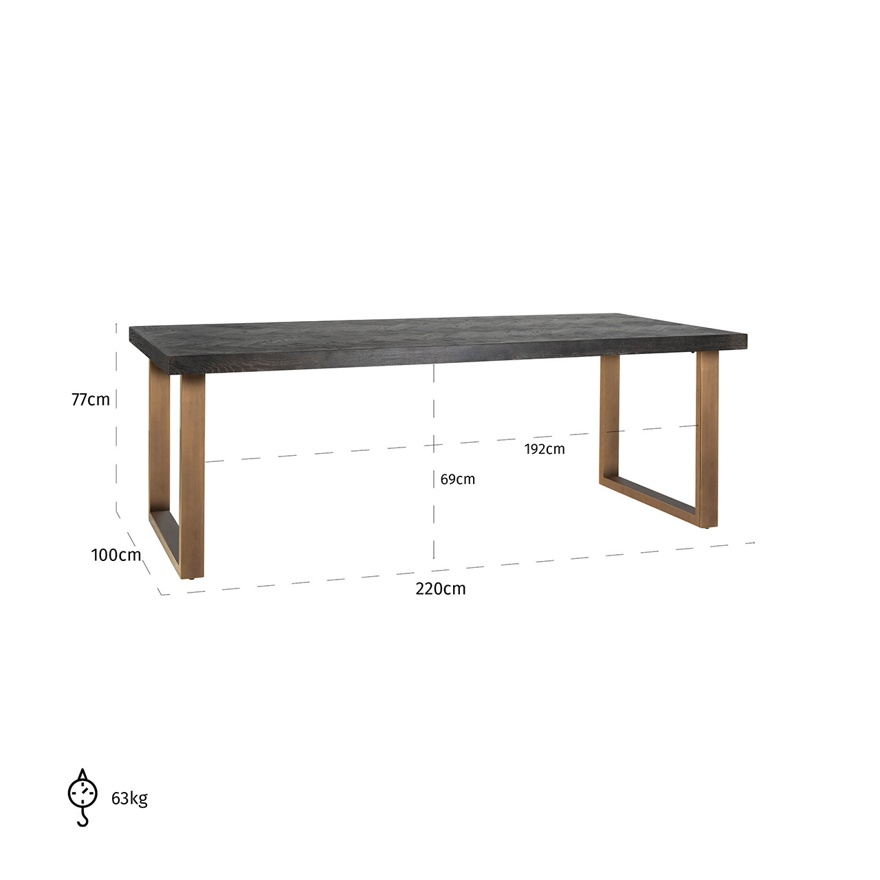 Eettafel Blackbone Brass 220 (Brushed Gold)