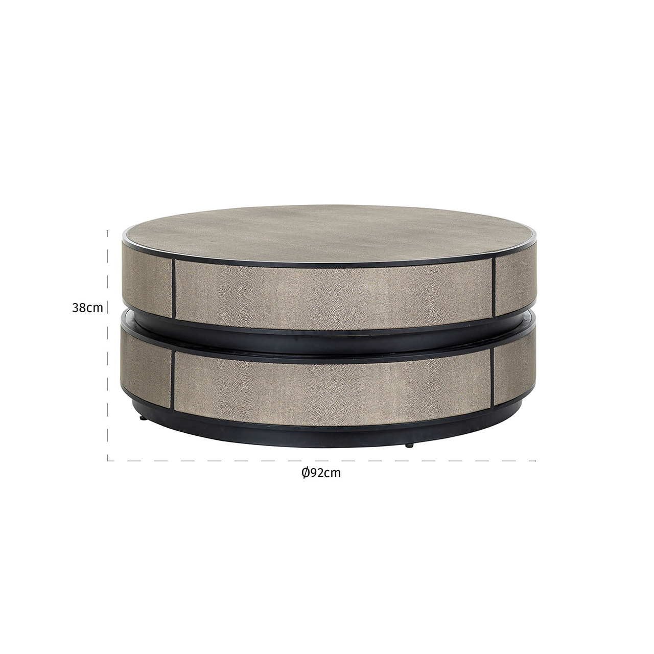 Salontafel Lustrio 91,5Ø Shagreen (Zwart)