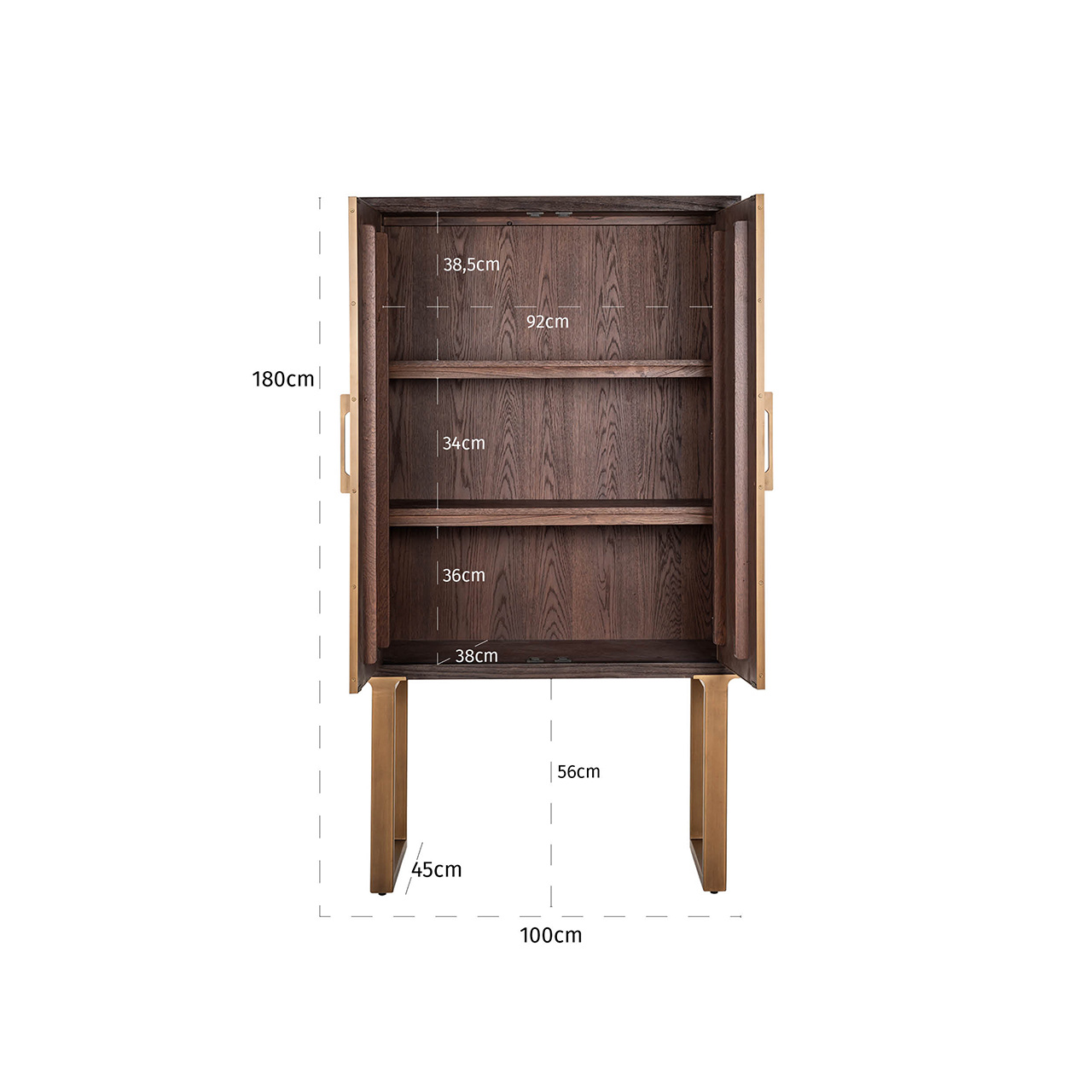 Wandkast Cromford Mill 2-deuren (Brushed Gold)