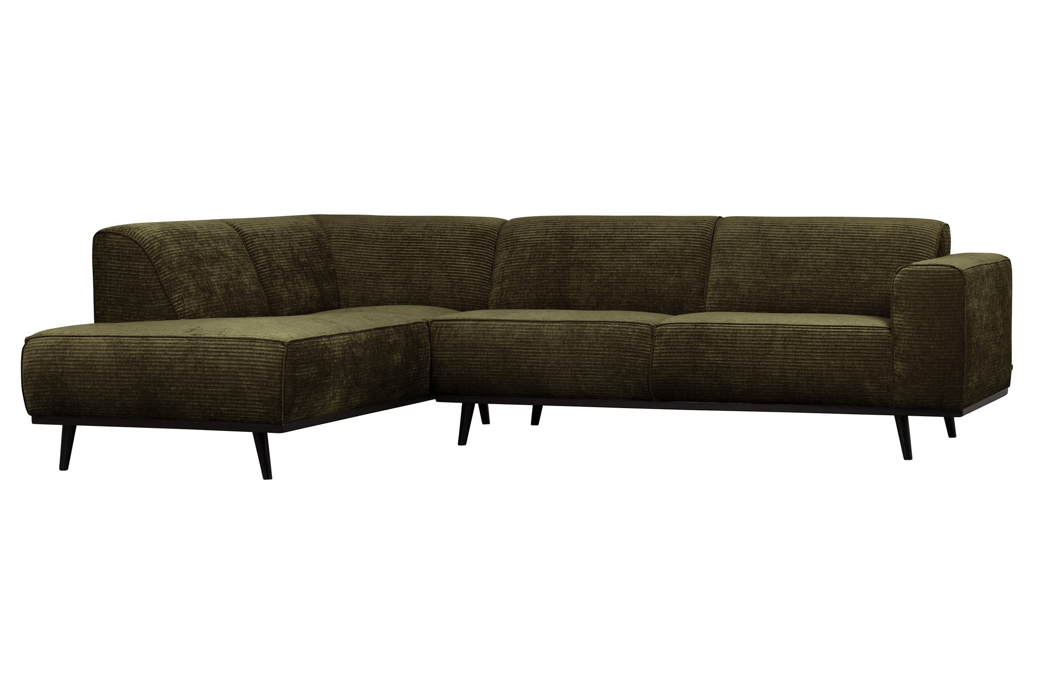 Statement Hoekbank Links Platte Brede Rib Warm Groen