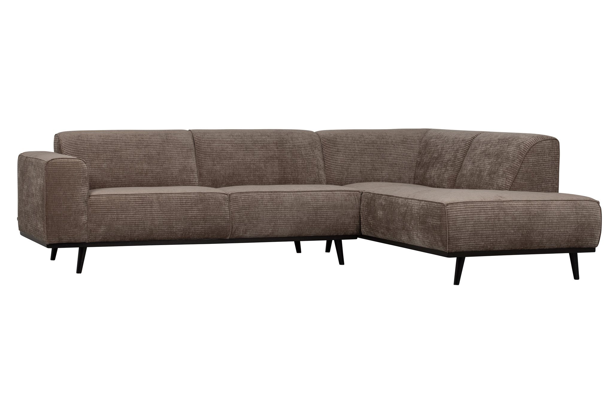 Statement Hoekbank Rechts Platte Brede Rib Taupe