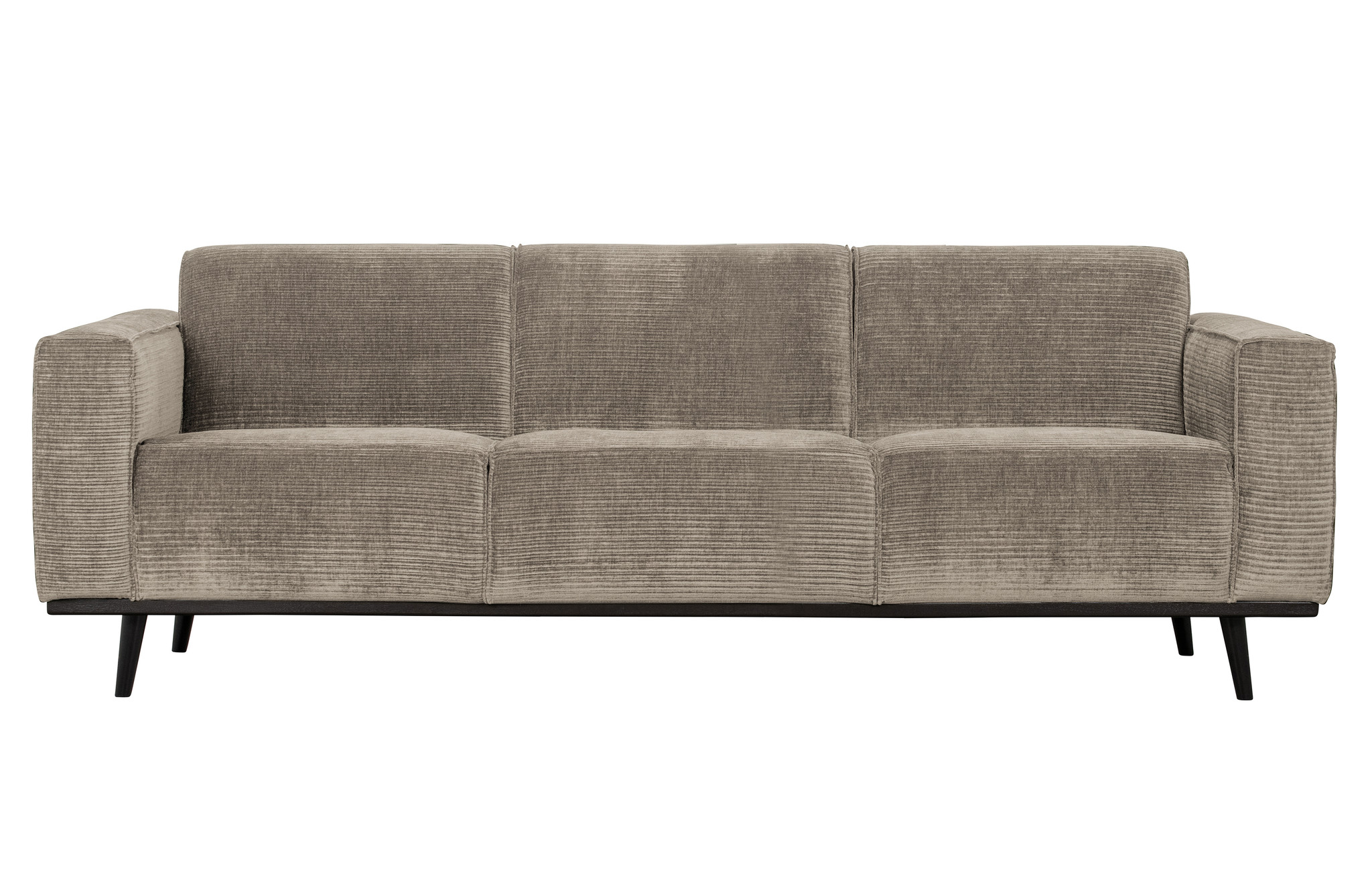 Statement 3-zits Bank 230 Cm Brede Platte Rib Clay