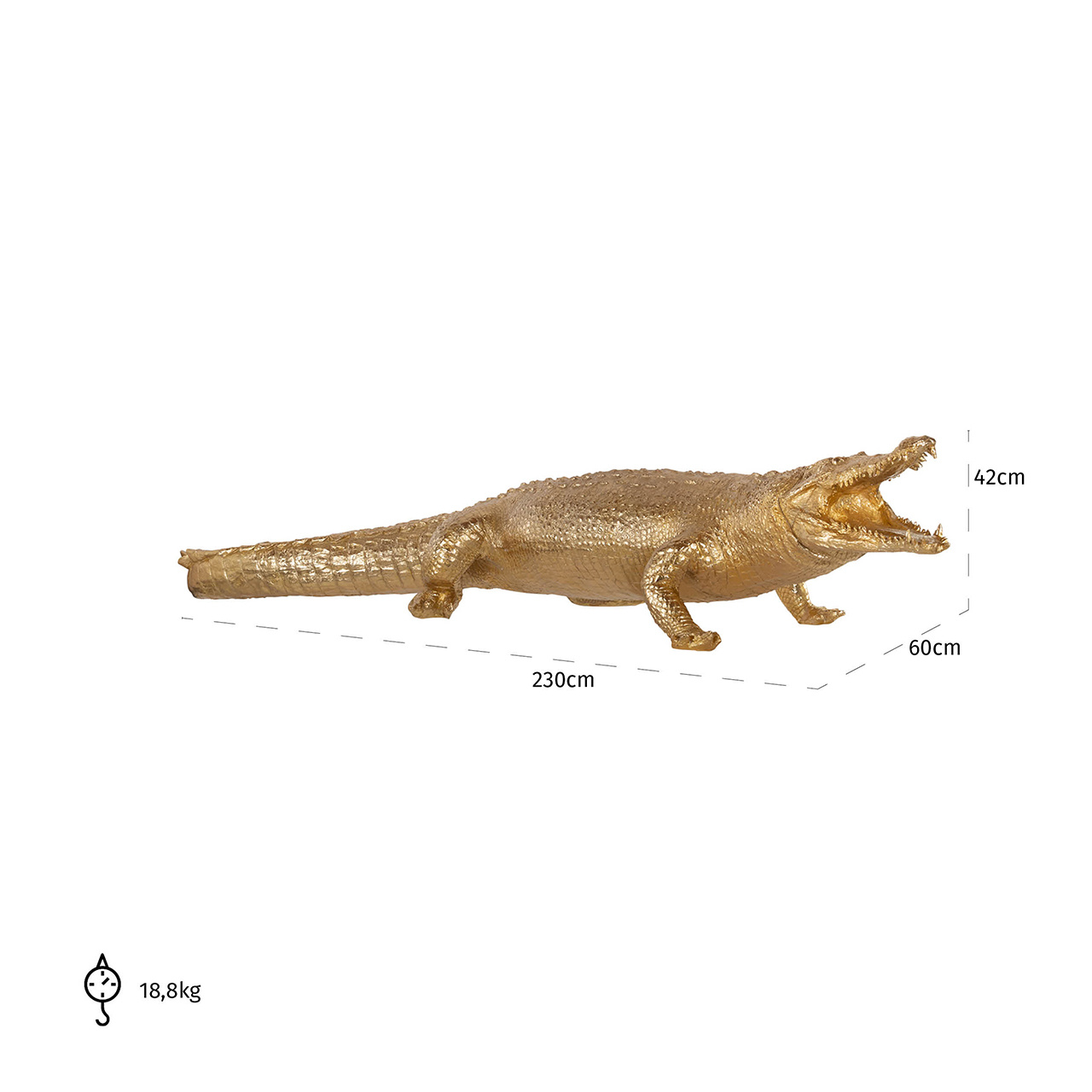 Crocodile deco object big (Goud)