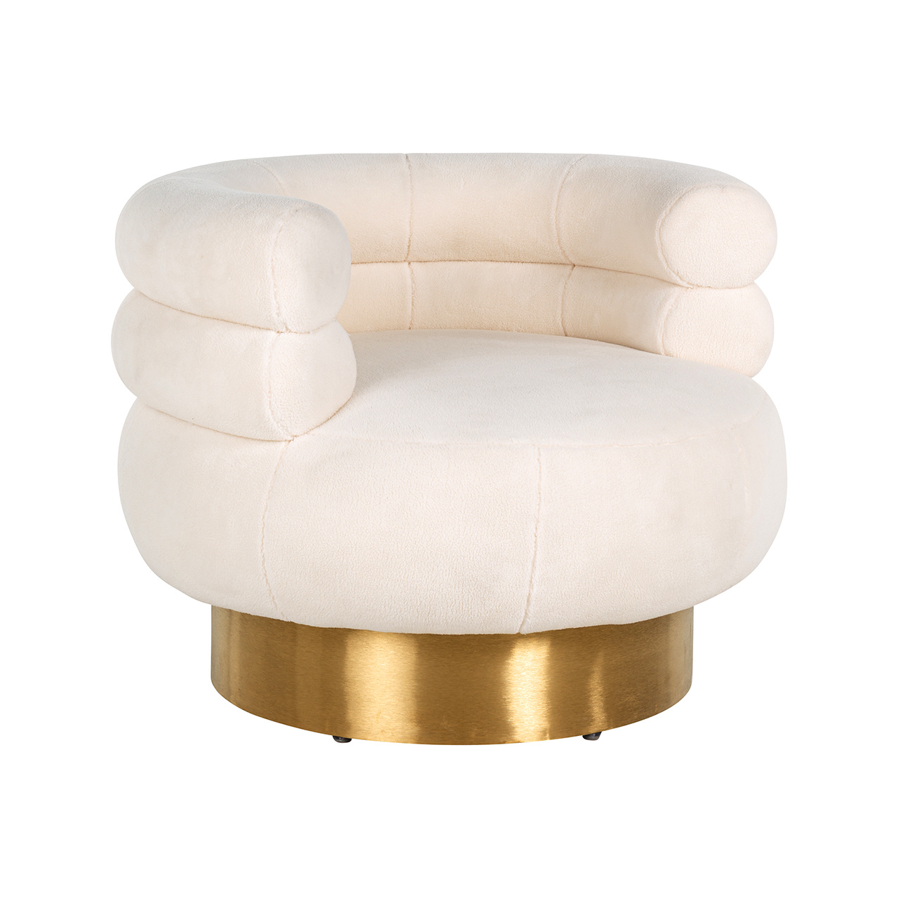 Draaifauteuil Fayah White teddy / Brushed gold