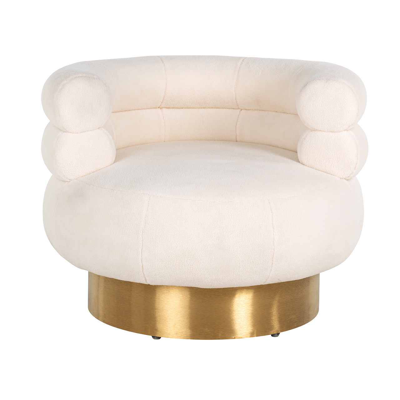 Draaifauteuil Fayah White teddy / Brushed gold