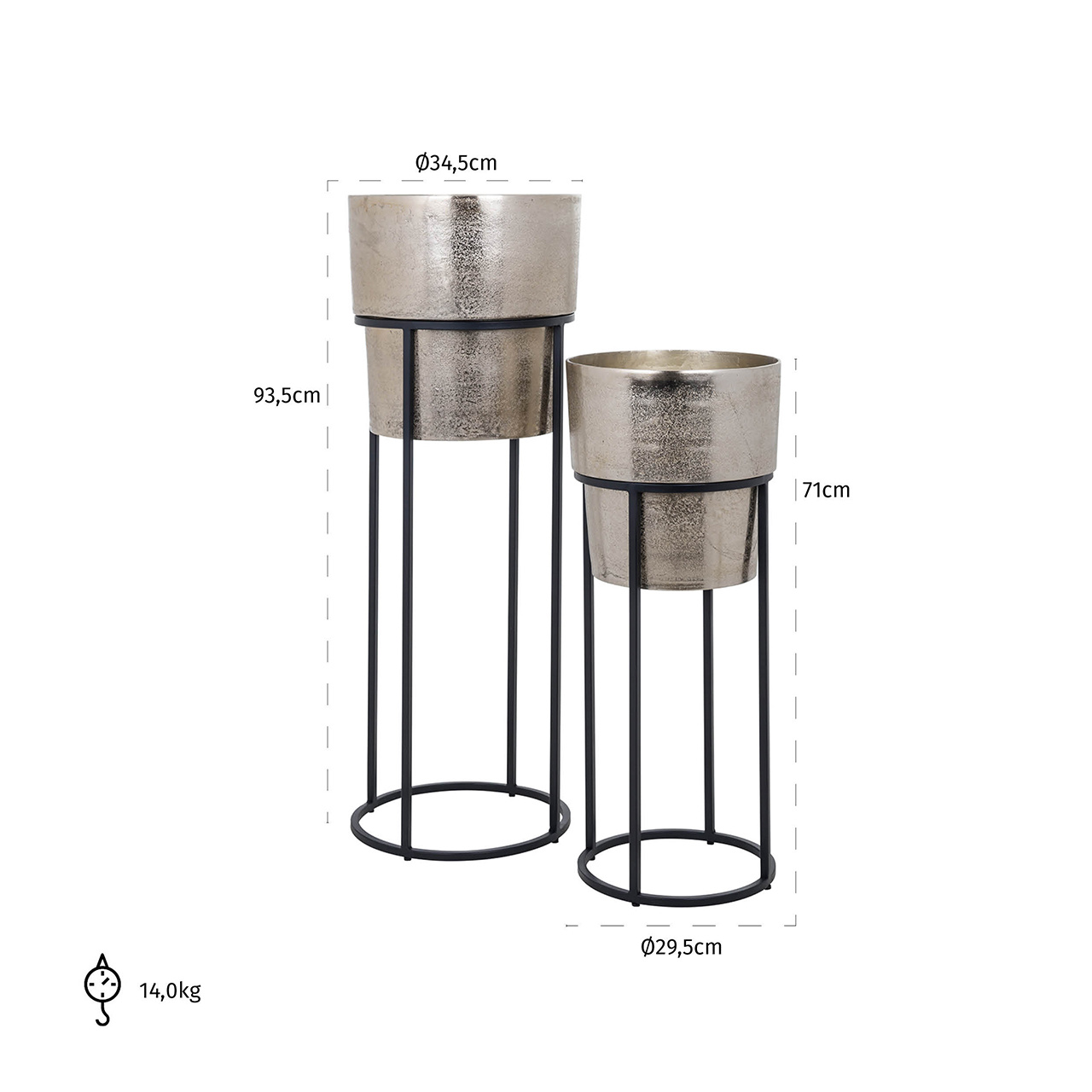 Plantenbak Lowen set van 2 (Goud)