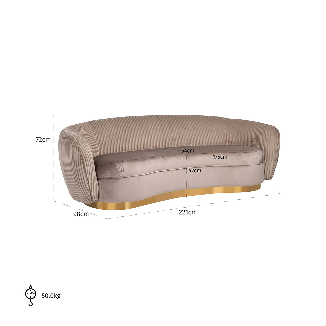 Bank Waylon Nougat velvet + rib