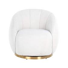 Draaifauteuil Jago White Bouclé / Brushed gold (Copenhagen 900 Bouclé White)