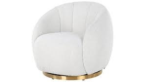 Draaifauteuil Jago White Bouclé / Brushed gold (Copenhagen 900 Bouclé White)