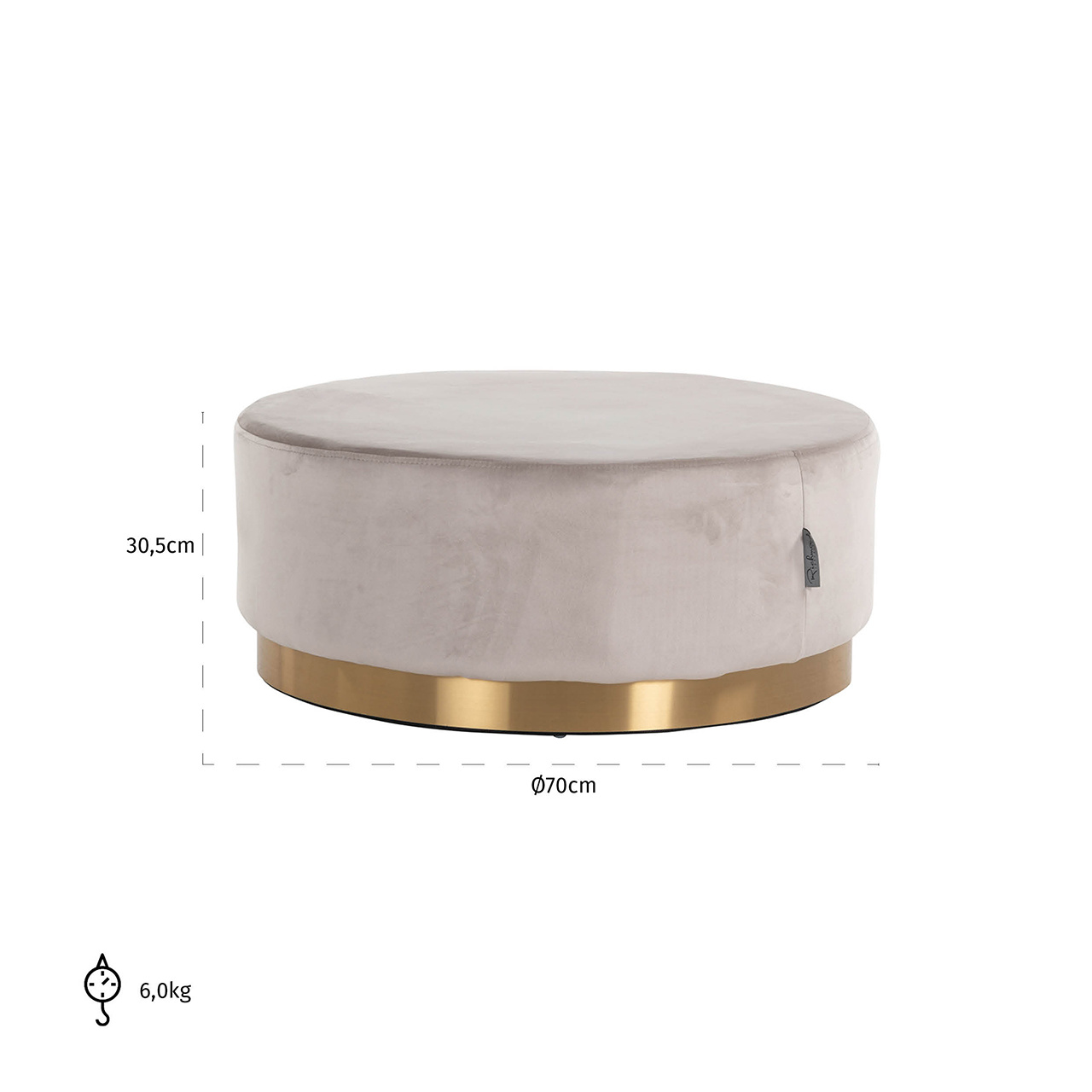 Poef Emmy 70Ø Khaki Velvet (Quartz Khaki 903)