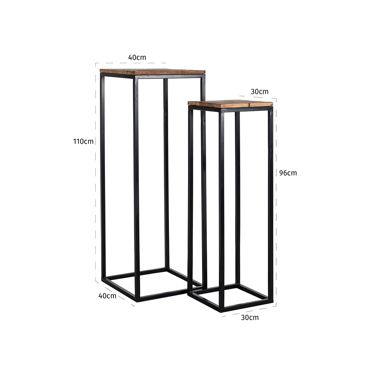 Pillar Raffles set van 2 gerecyceld hout