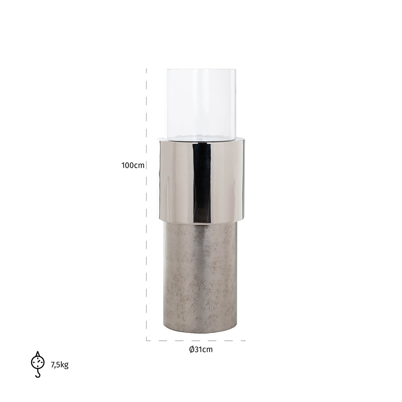 Windlicht Orvyn zilver klein (Silver)
