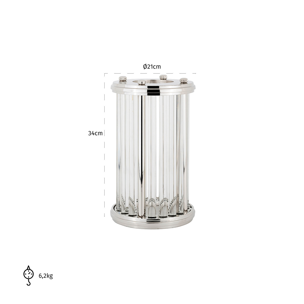 Windlicht Emeray zilver medium (Silver)