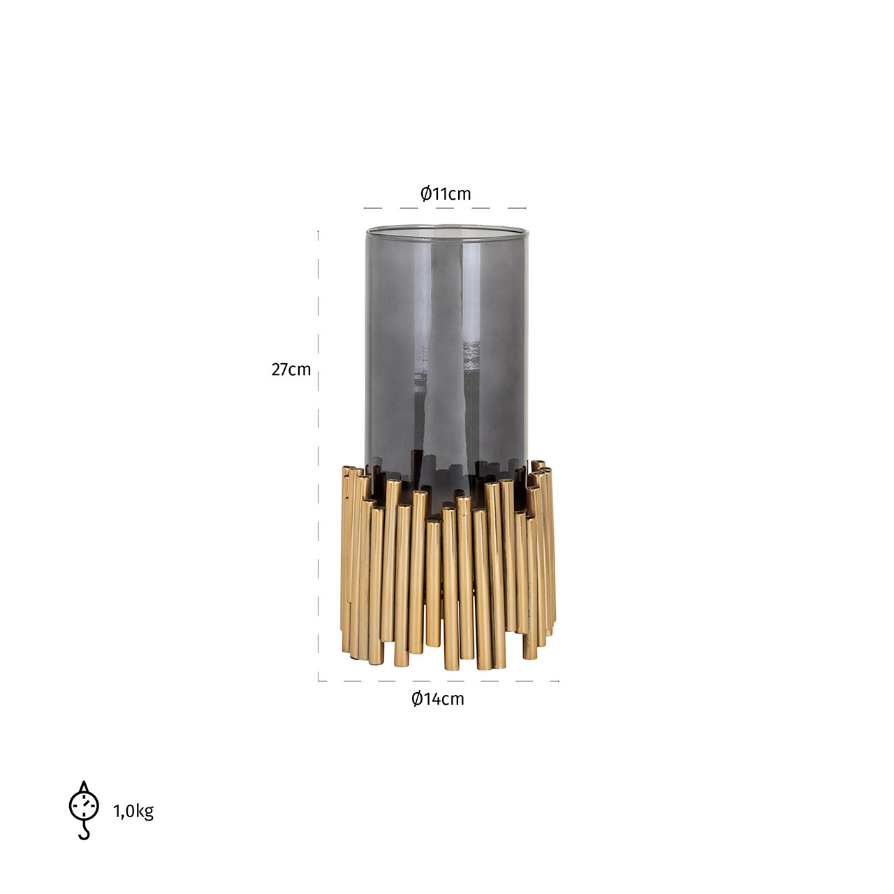 Windlicht Lennox klein (Black/gold)