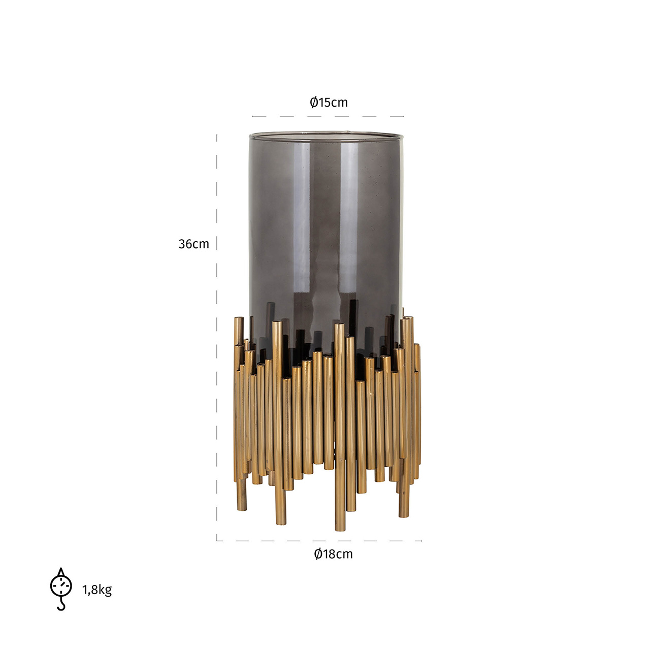 Windlicht Lennox medium (Black/gold)