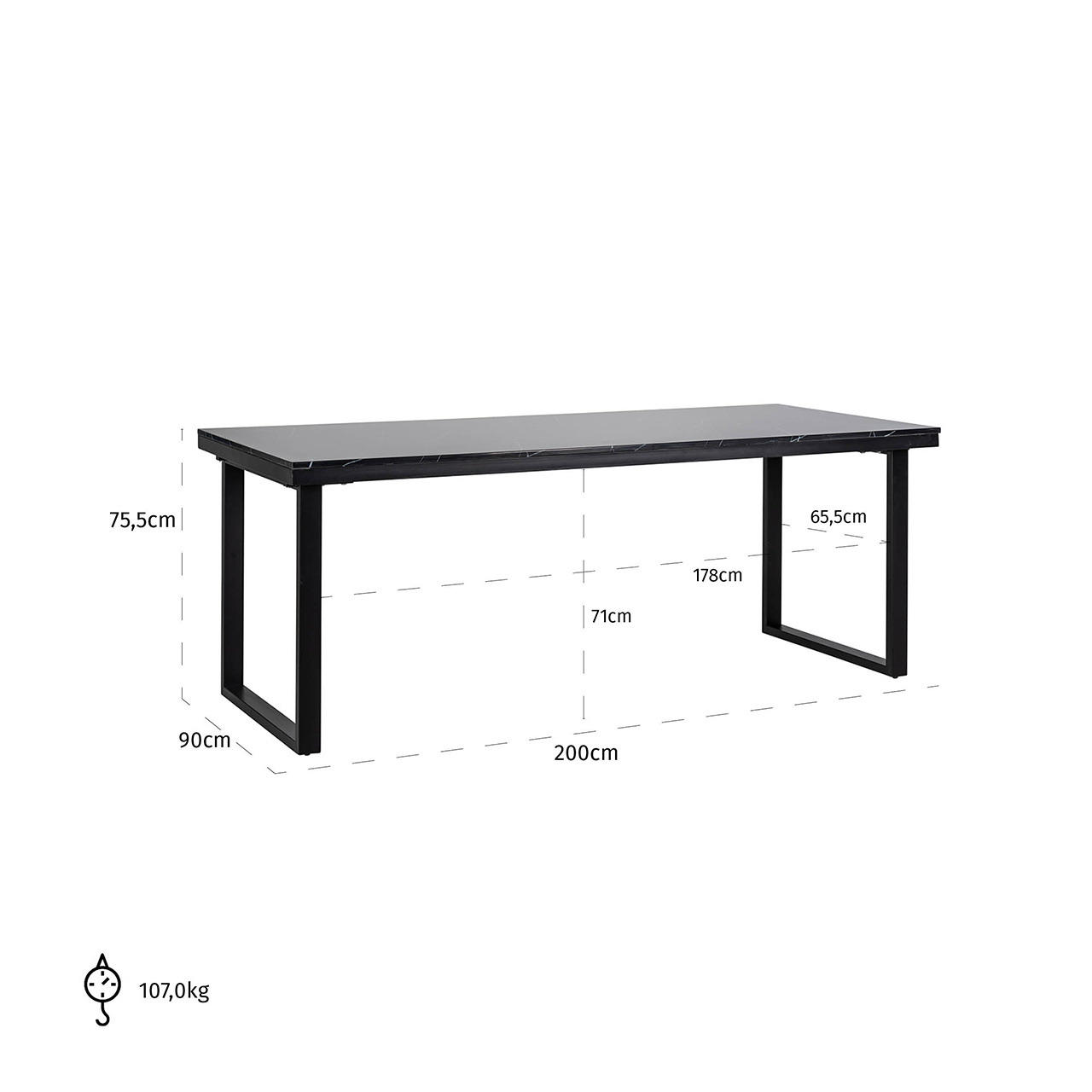 Eettafel Beaumont 200 (Black)