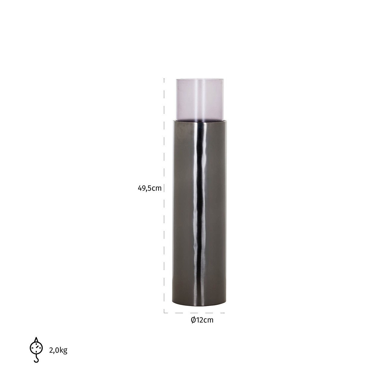Windlicht Kiera zwart groot (Black)