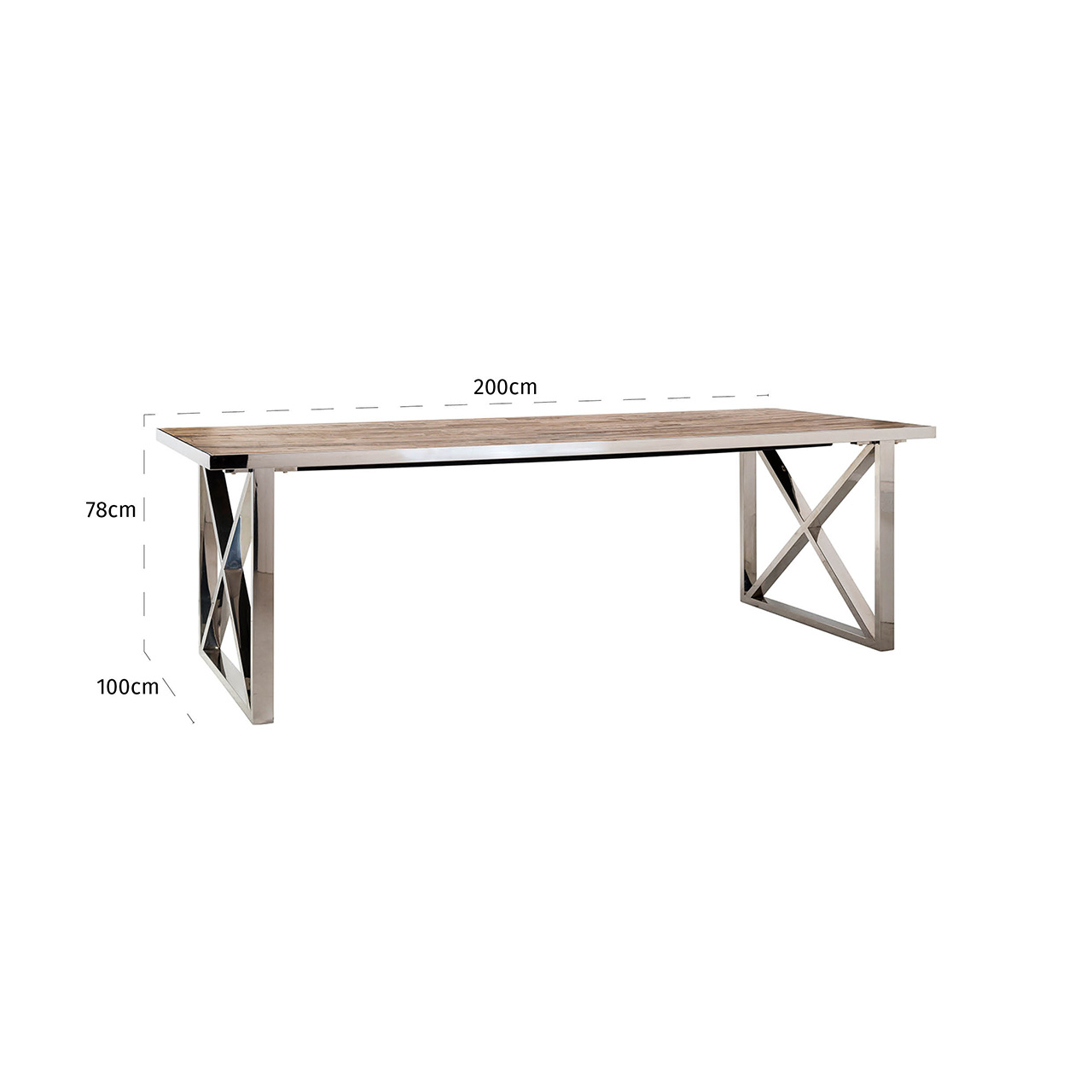 Eettafel Redmond 230x100 met kruispoten -
