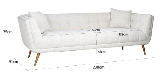Bank Huxley White Bouclé / Brushed gold (Copenhagen 900 Bouclé White)