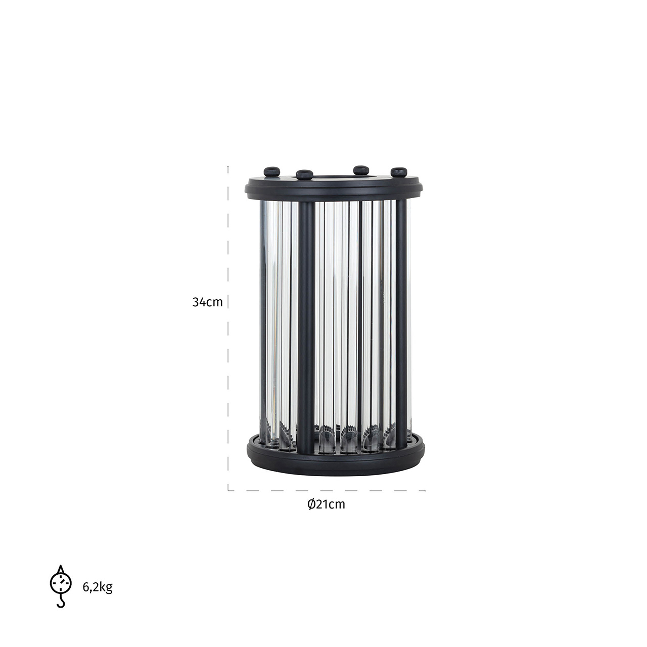 Windlicht Feray zwart medium (Black)