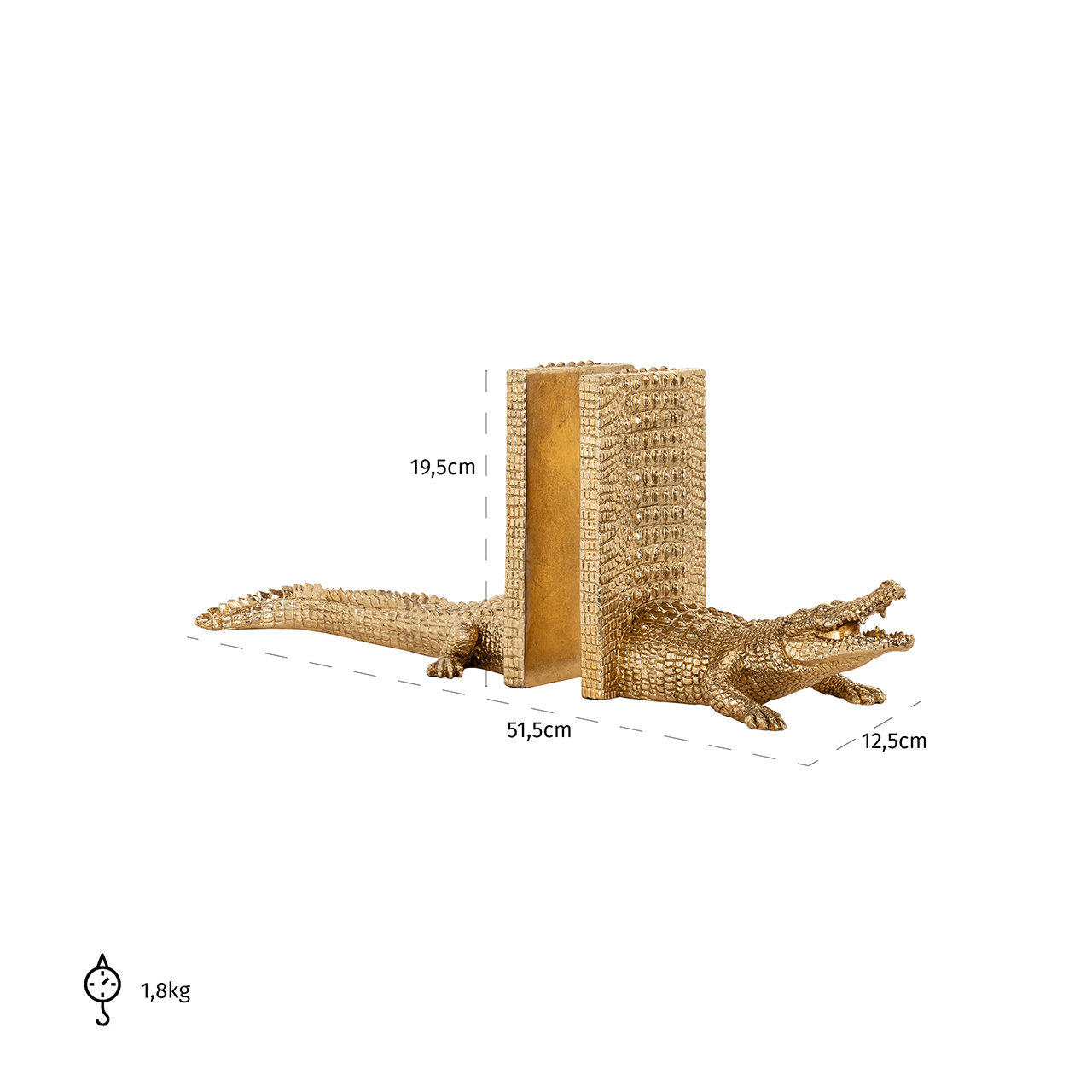 Boekenstandaard Krokodil (Gold)