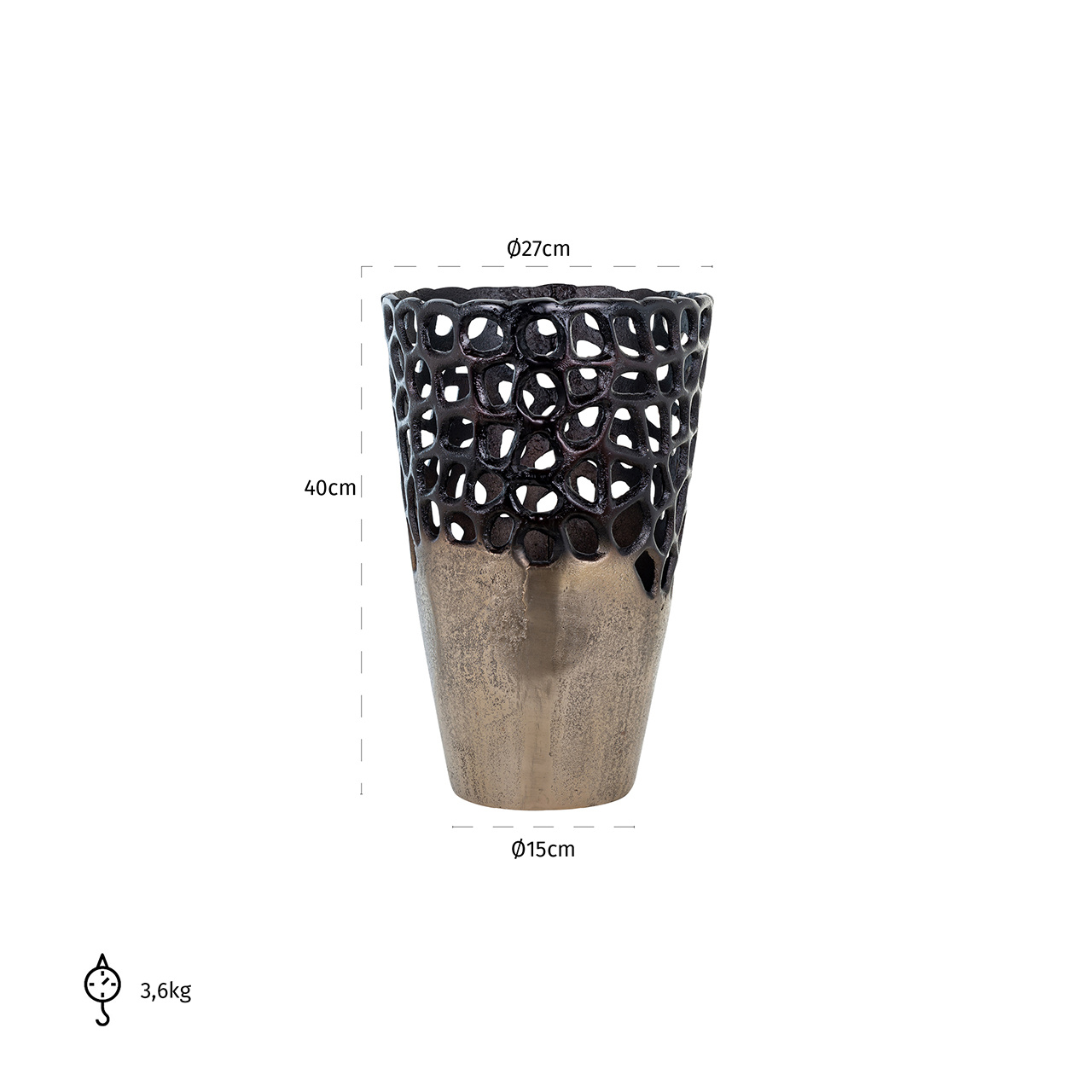 Vaas Flore klein (Black/gold)
