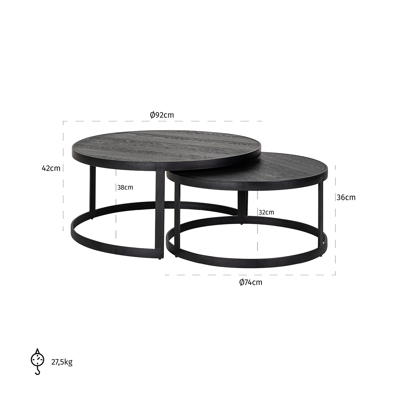 Salontafel Baccarat set van 2 (Dark coffee)