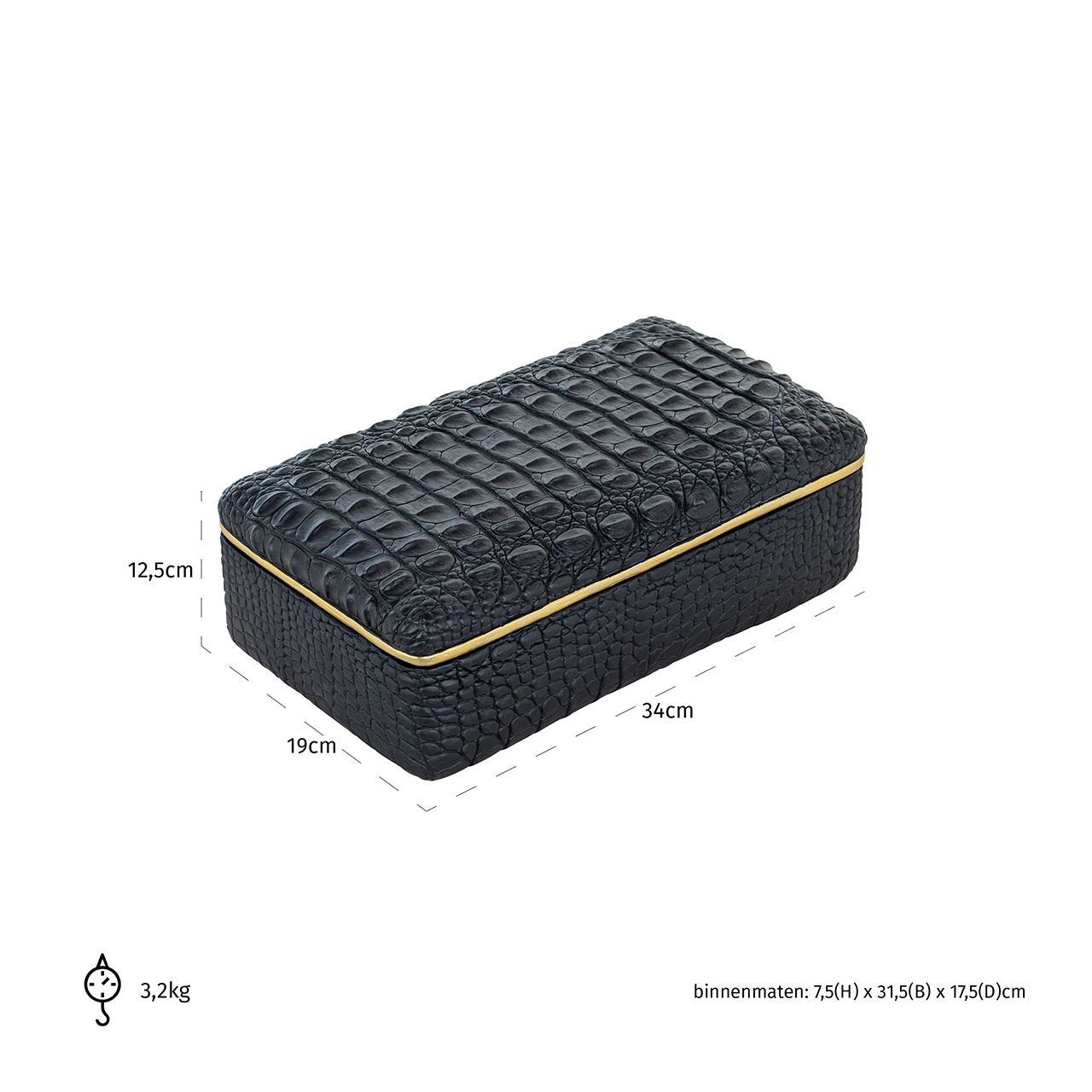 Juwelen box Cobe zwart groot (Black)