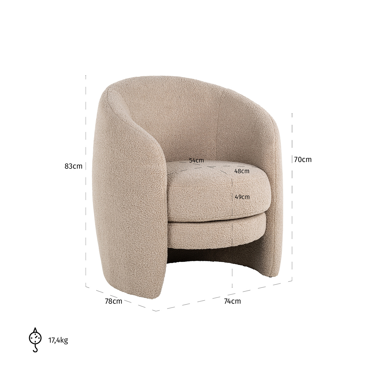 Fauteuil Fenna sand furry (Himalaya 902 sand furry)