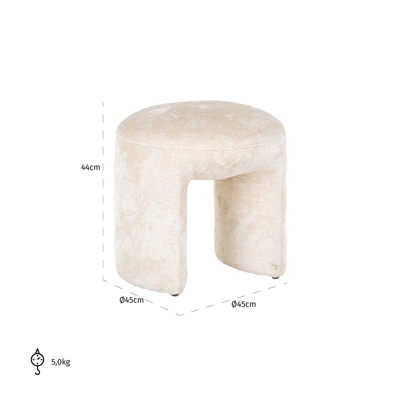 Poef Fargo white chenille (Bergen 900 white chenille)