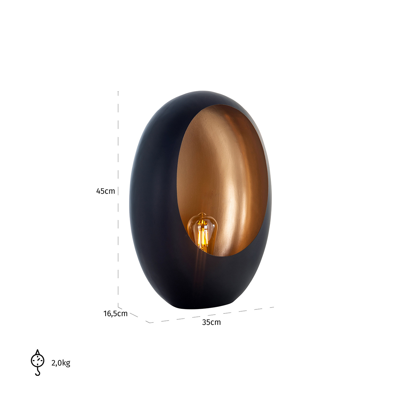 Tafellamp Lina groot (Black/gold)