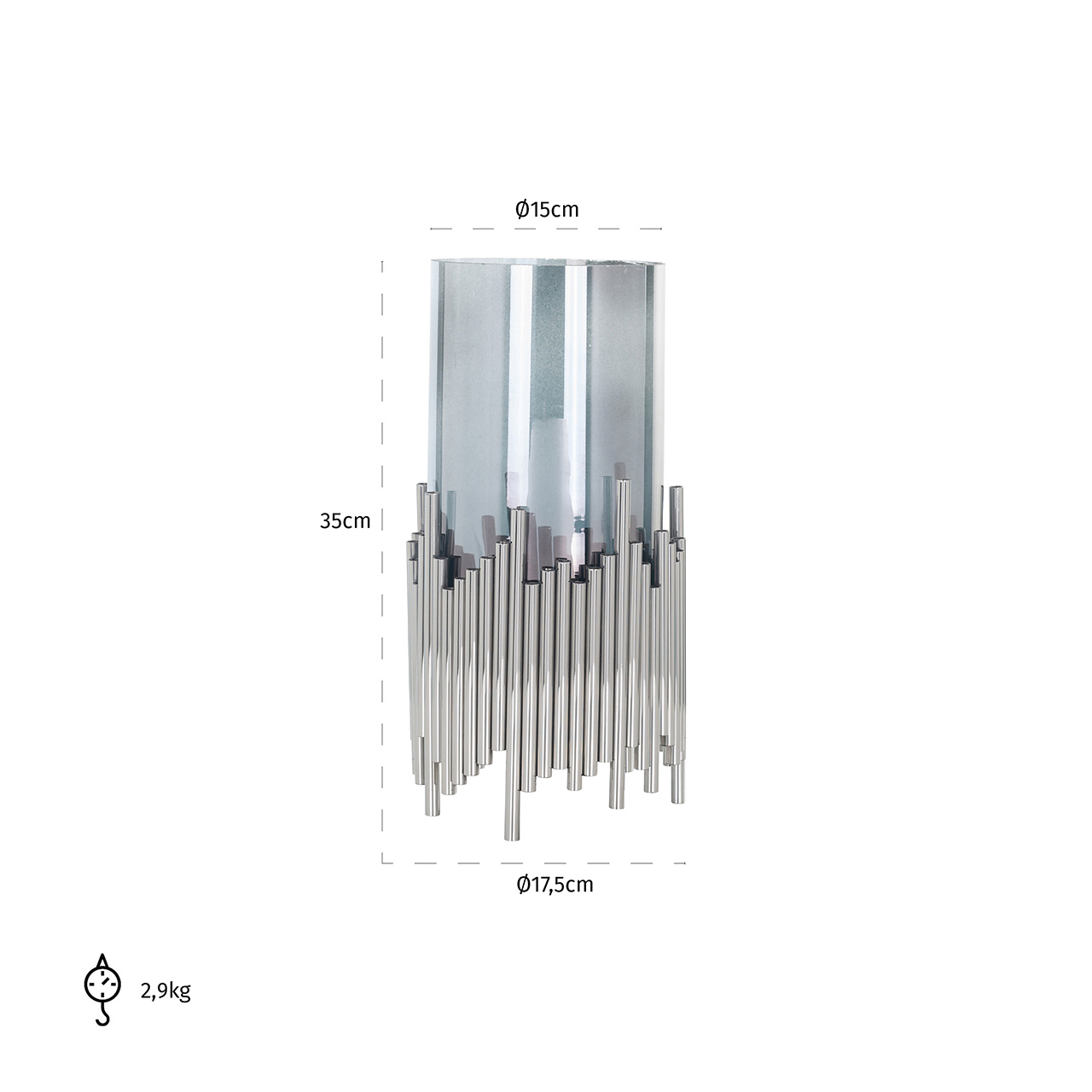Windlicht Chiela zilver groot (Silver)