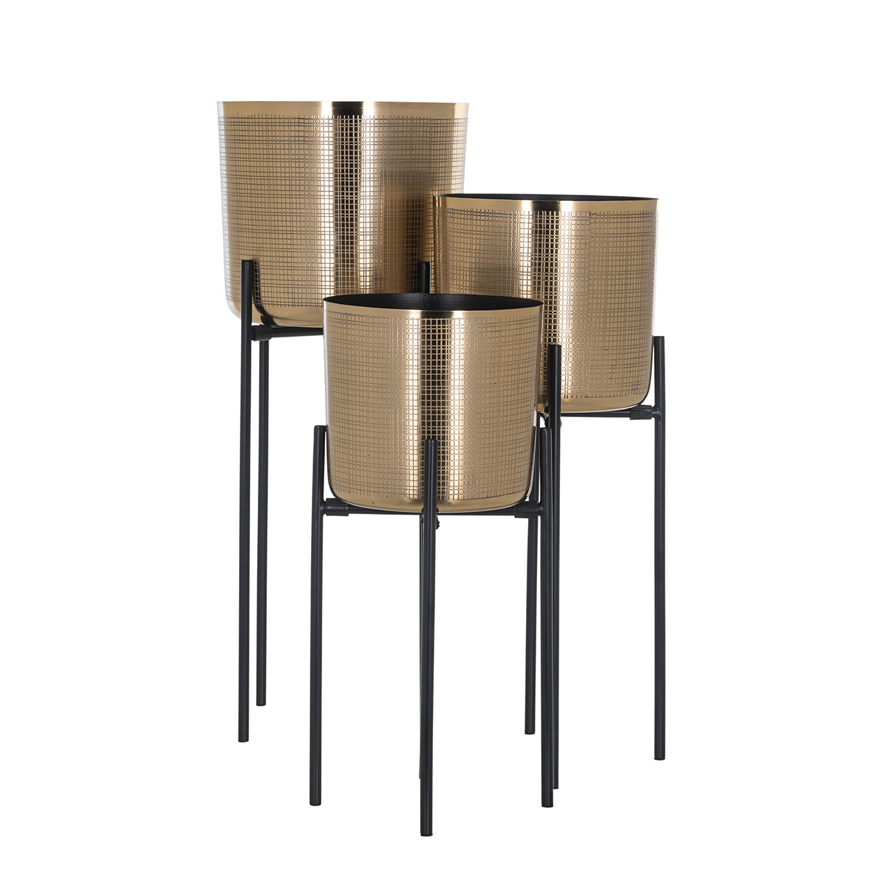 Flower pot Kyara set of 3 (Black/gold)