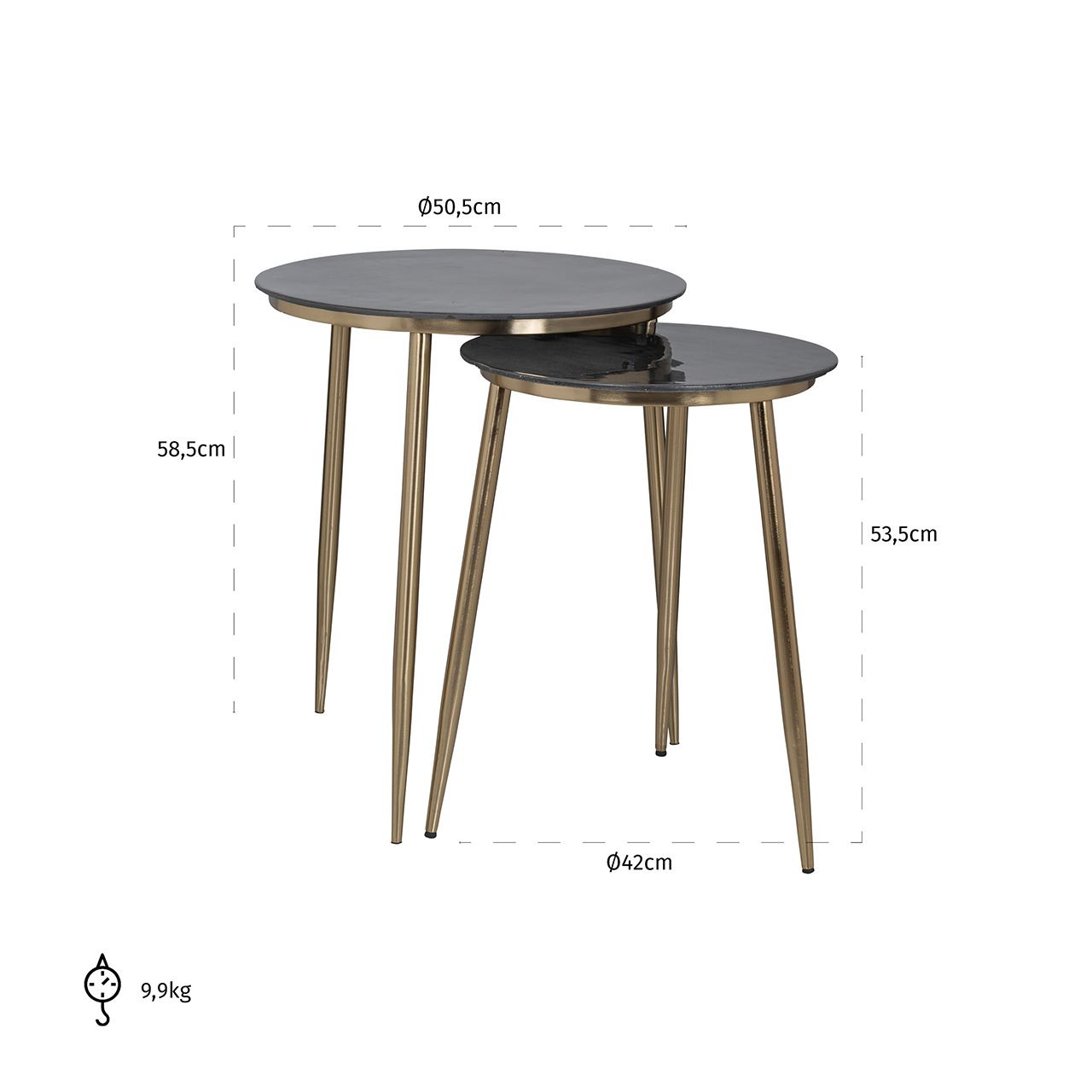 End table Finley set of 2 (Gold)