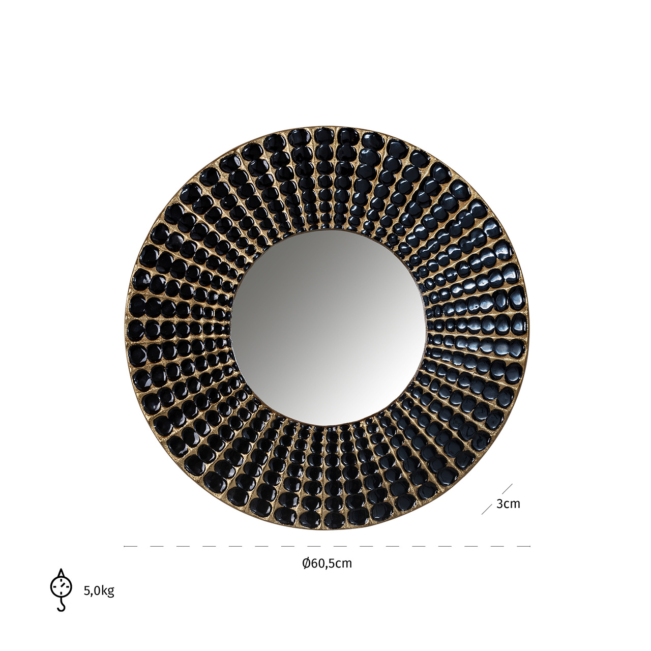 Mirror Lynde big (Black)