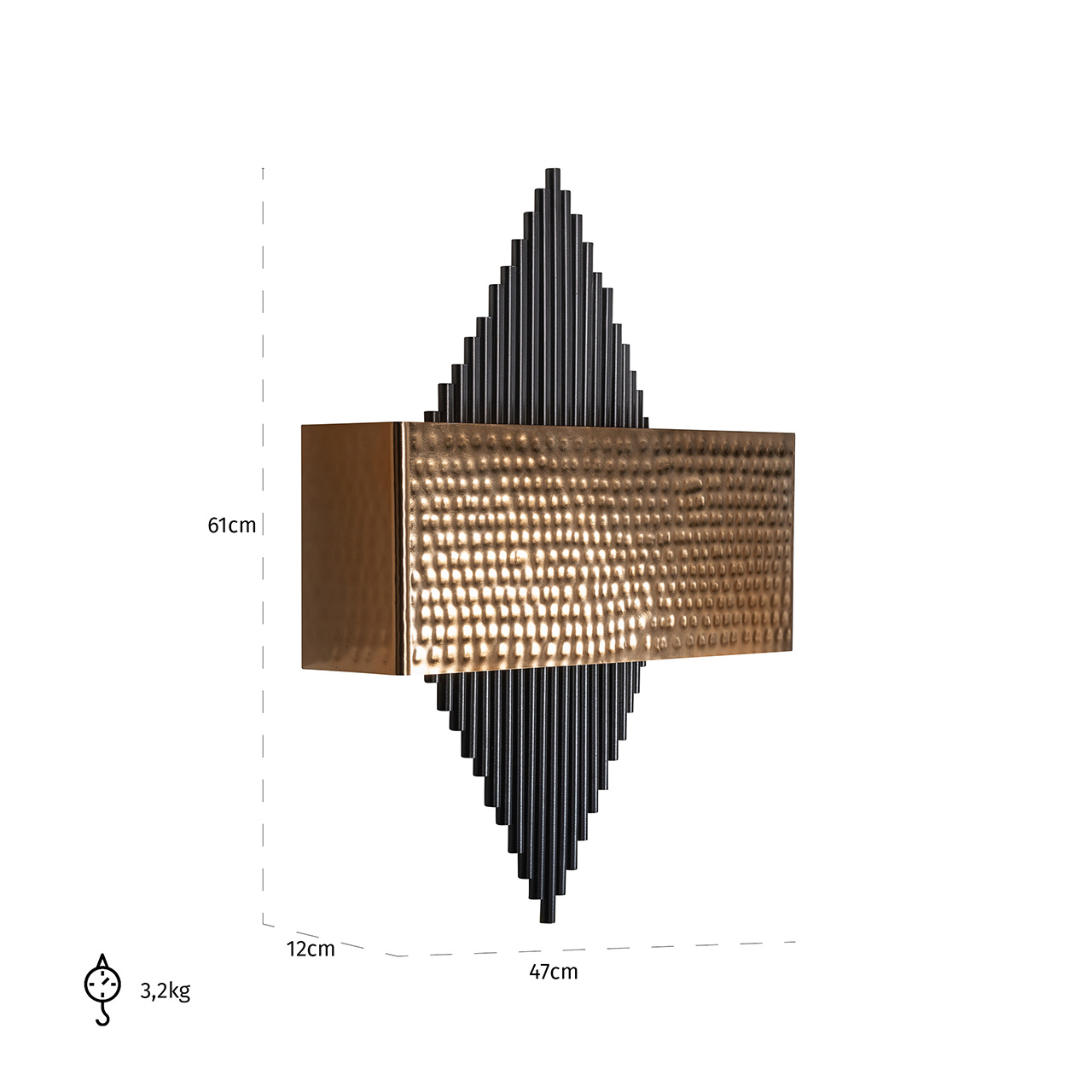 Wandlamp Loua (Black/gold)