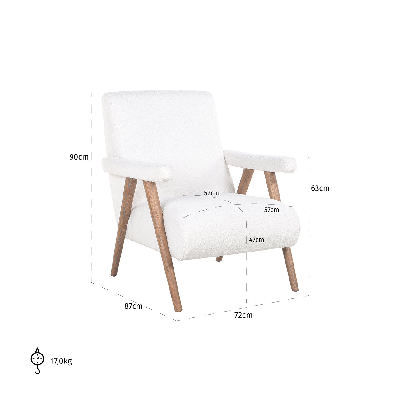 Fauteuil Bono white furry fire retardant (Himalaya 900 white furry)