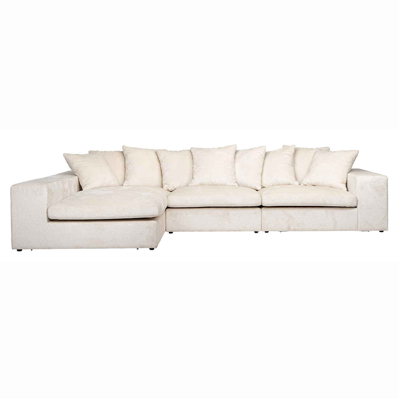 Bank Alcazar 3-zits + lounge links/rechts white chenille (Bergen 900 white chenille)